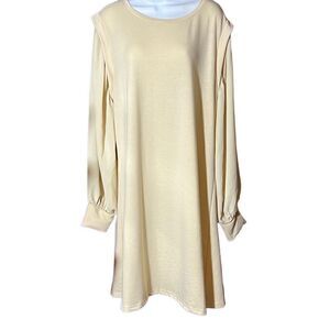 Kate Kasin Women's Long Sleeve Cream Casual Shift Dress Size XL NWT